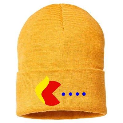 Classic Arcade Game Trump Eats Blue Dots 2024 Sustainable Knit Beanie