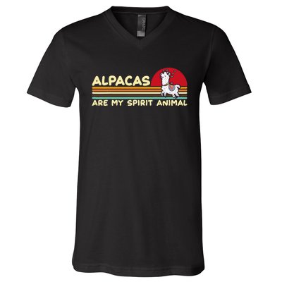 Cute Alpaca Groups Design Alpacas Are My Spirit Animal V-Neck T-Shirt