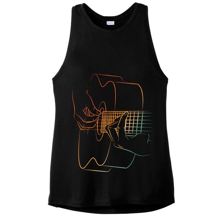 Cool Acoustic Guitar Acoustic Guitar Player Ladies PosiCharge Tri-Blend Wicking Tank
