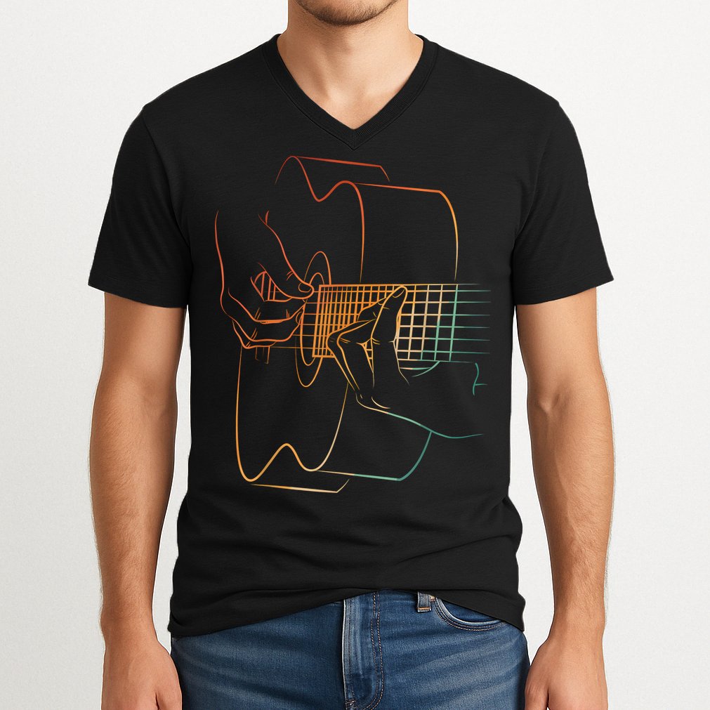 Cool Acoustic Guitar Acoustic Guitar Player V-Neck T-Shirt