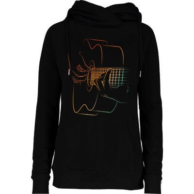 Cool Acoustic Guitar Acoustic Guitar Player Womens Funnel Neck Pullover Hood