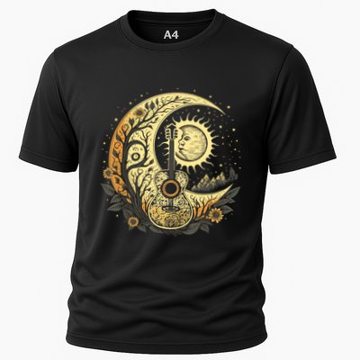 Cottagecore Acoustic Guitar With Moon, Sun And Stars Performance Shirt