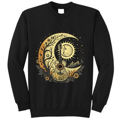 Cottagecore Acoustic Guitar With Moon, Sun And Stars Sweatshirt