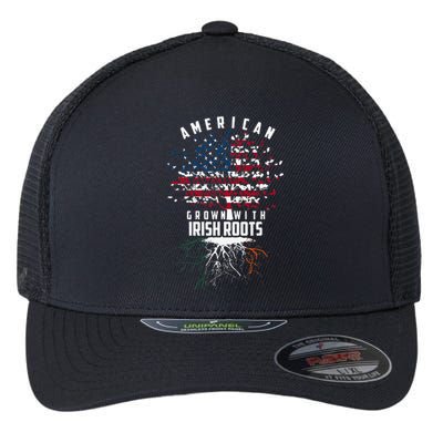 Cute American Grown With Irish Roots Design Gift Flexfit Unipanel Trucker Cap