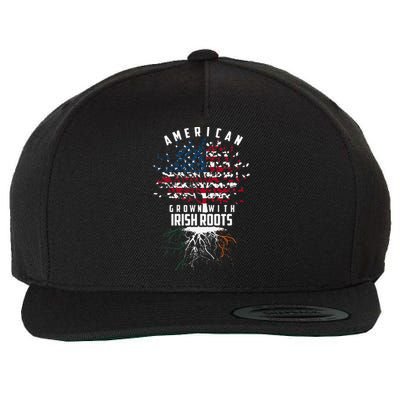 Cute American Grown With Irish Roots Design Gift Wool Snapback Cap