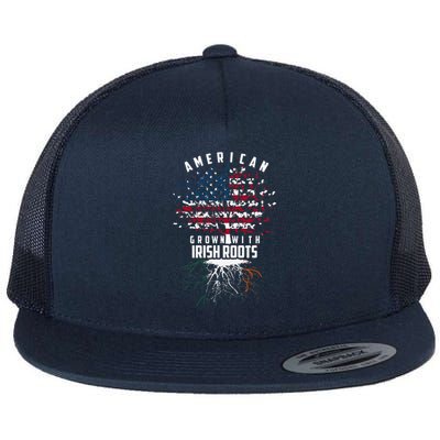 Cute American Grown With Irish Roots Design Gift Flat Bill Trucker Hat