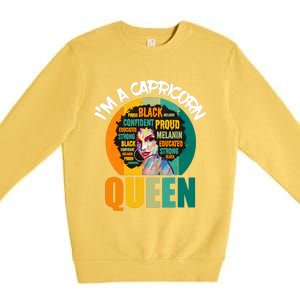 Capricorn Afro Girl Queen Facts Black History Month Black Proud Premium Crewneck Sweatshirt