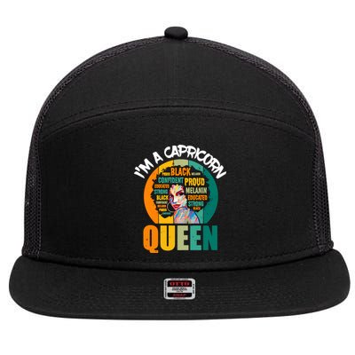 Capricorn Afro Girl Queen Facts Black History Month Black Proud 7 Panel Mesh Trucker Snapback Hat