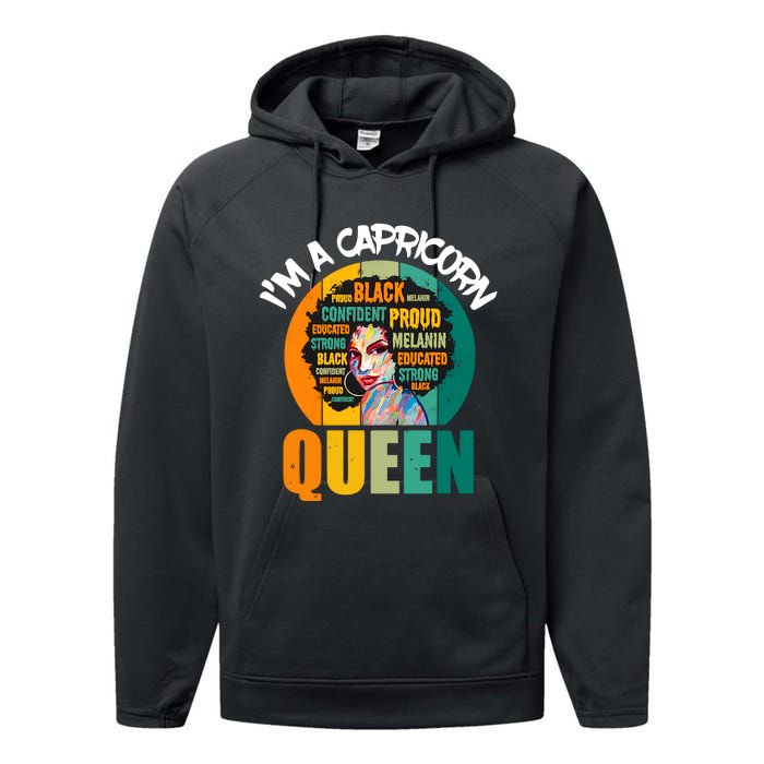 Capricorn Afro Girl Queen Facts Black History Month Black Proud Performance Fleece Hoodie