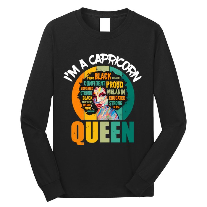 Capricorn Afro Girl Queen Facts Black History Month Black Proud Long Sleeve Shirt