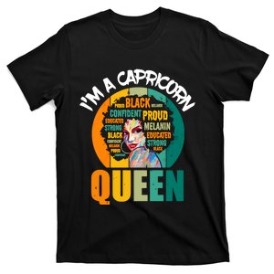 Capricorn Afro Girl Queen Facts Black History Month Black Proud T-Shirt