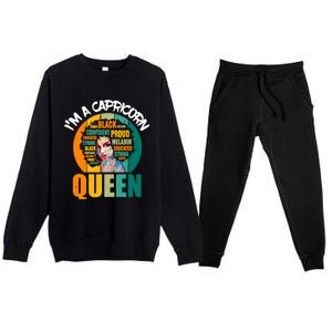 Capricorn Afro Girl Queen Facts Black History Month Black Proud Premium Crewneck Sweatsuit Set