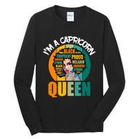 Capricorn Afro Girl Queen Facts Black History Month Black Proud Tall Long Sleeve T-Shirt