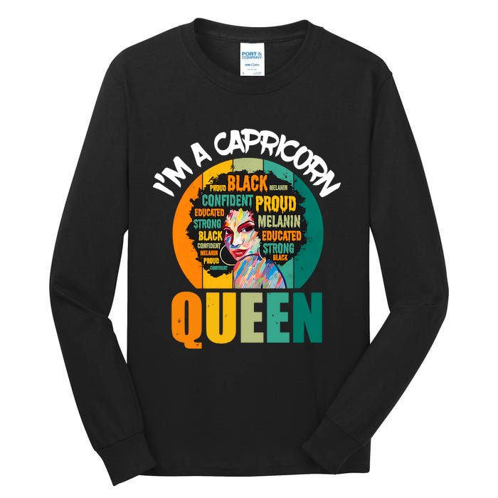 Capricorn Afro Girl Queen Facts Black History Month Black Proud Tall Long Sleeve T-Shirt