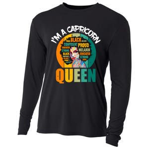 Capricorn Afro Girl Queen Facts Black History Month Black Proud Cooling Performance Long Sleeve Crew