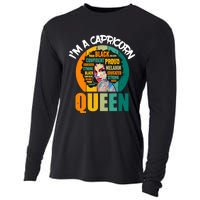 Capricorn Afro Girl Queen Facts Black History Month Black Proud Cooling Performance Long Sleeve Crew