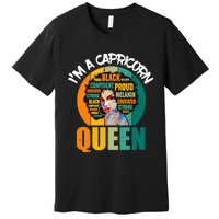 Capricorn Afro Girl Queen Facts Black History Month Black Proud Premium T-Shirt