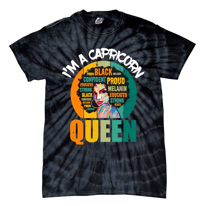 Capricorn Afro Girl Queen Facts Black History Month Black Proud Tie-Dye T-Shirt