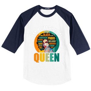 Capricorn Afro Girl Queen Facts Black History Month Black Proud Baseball Sleeve Shirt