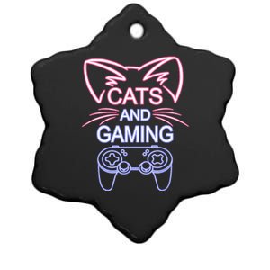 Cats And Gaming Funny Cat Lover Gaming Gift Gamer Ceramic Star Ornament