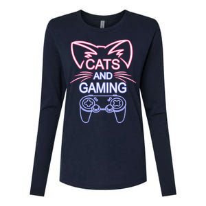 Cats And Gaming Funny Cat Lover Gaming Gift Gamer Womens Cotton Relaxed Long Sleeve T-Shirt