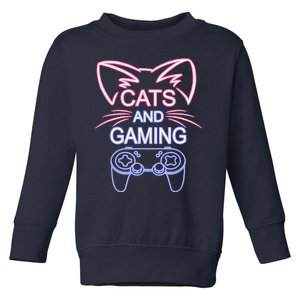 Cats And Gaming Funny Cat Lover Gaming Gift Gamer Toddler Sweatshirt