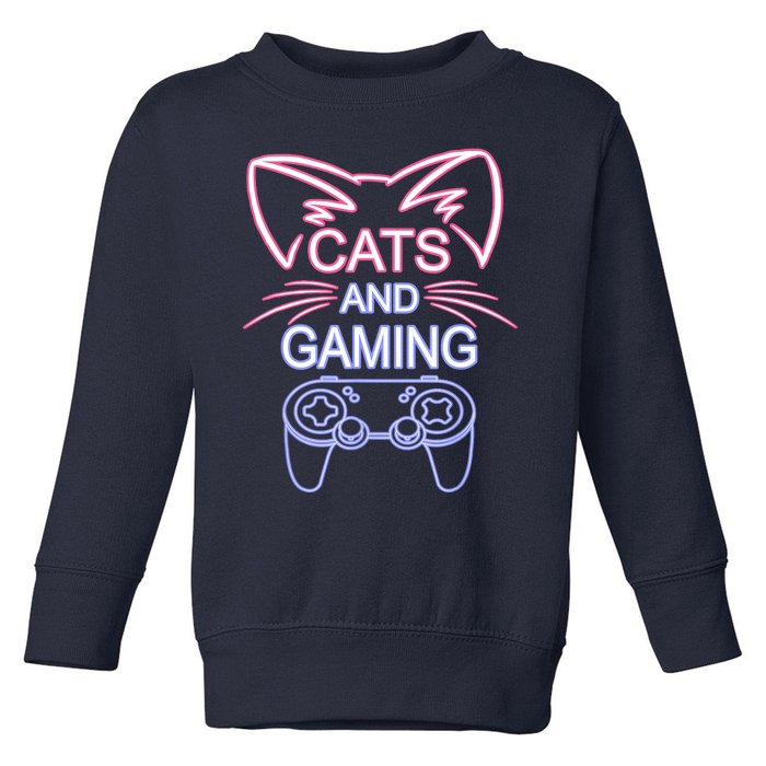 Cats And Gaming Funny Cat Lover Gaming Gift Gamer Toddler Sweatshirt