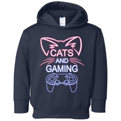 Cats And Gaming Funny Cat Lover Gaming Gift Gamer Toddler Hoodie