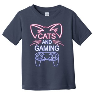 Cats And Gaming Funny Cat Lover Gaming Gift Gamer Toddler T-Shirt