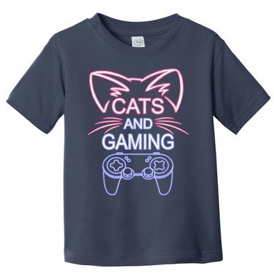 Cats And Gaming Funny Cat Lover Gaming Gift Gamer Toddler T-Shirt