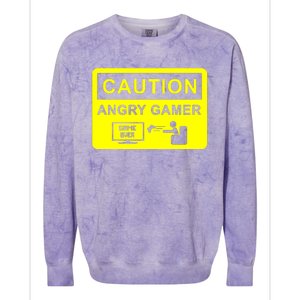 Caution Angry Gamer Colorblast Crewneck Sweatshirt