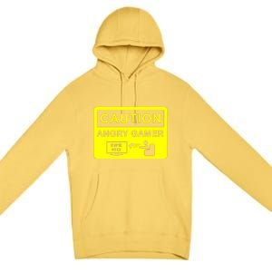 Caution Angry Gamer Premium Pullover Hoodie