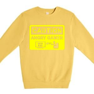 Caution Angry Gamer Premium Crewneck Sweatshirt