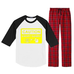 Caution Angry Gamer Raglan Sleeve Pajama Set