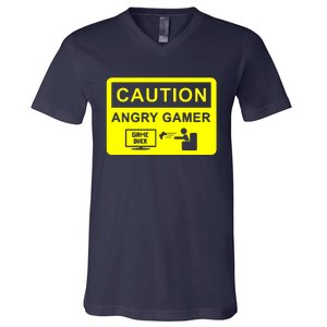 Caution Angry Gamer V-Neck T-Shirt