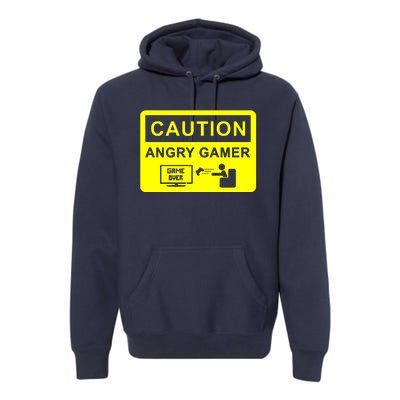 Caution Angry Gamer Premium Hoodie