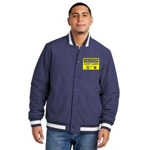 Caution Angry Gamer Insulated Varsity Jacket