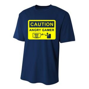 Caution Angry Gamer Performance Sprint T-Shirt