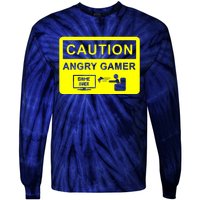 Caution Angry Gamer Tie-Dye Long Sleeve Shirt