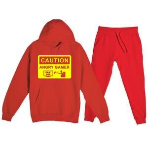 Caution Angry Gamer Premium Hooded Sweatsuit Set