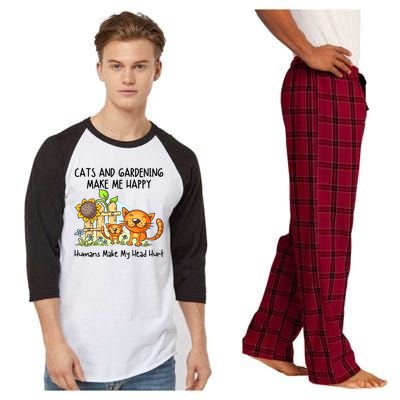 Cats And Gardening Make Me Happy Humans Make My Head Hurt Raglan Sleeve Pajama Set