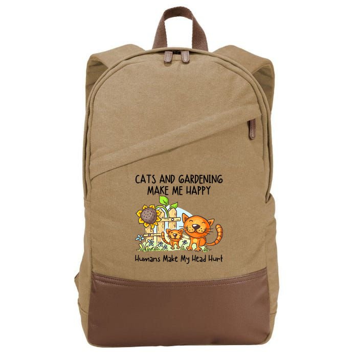 Cats And Gardening Make Me Happy Humans Make My Head Hurt Cotton Canvas Backpack