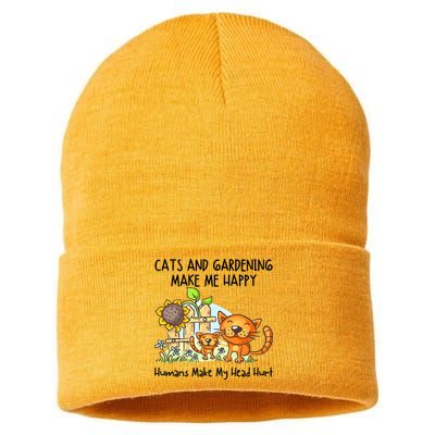 Cats And Gardening Make Me Happy Humans Make My Head Hurt Sustainable Knit Beanie