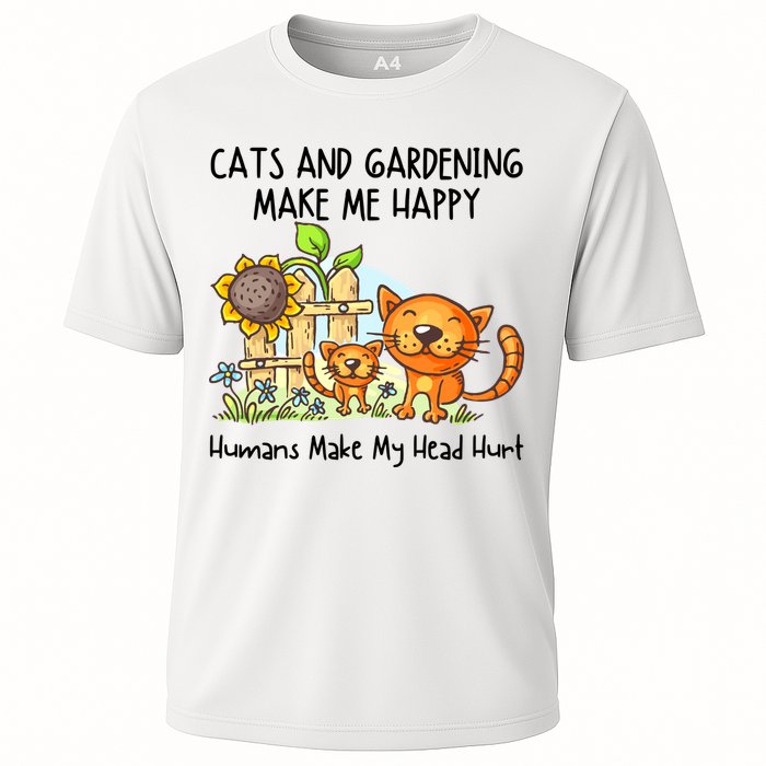 Cats And Gardening Make Me Happy Humans Make My Head Hurt Cooling Performance Crew T-Shirt