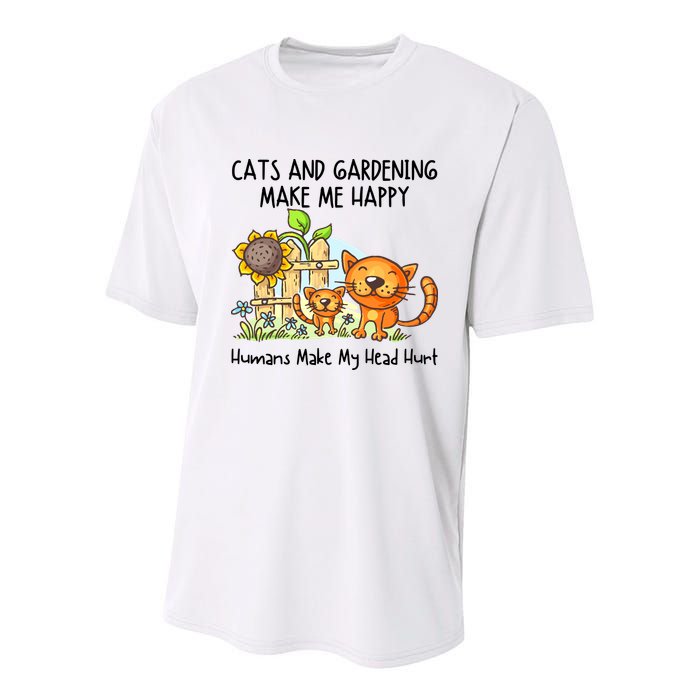 Cats And Gardening Make Me Happy Humans Make My Head Hurt Youth Performance Sprint T-Shirt