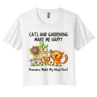 Cats And Gardening Make Me Happy Humans Make My Head Hurt Women's Crop Top Tee