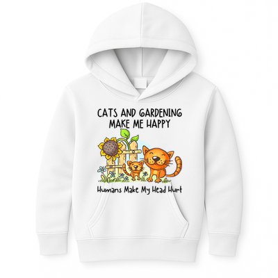 Cats And Gardening Make Me Happy Humans Make My Head Hurt Kids Hoodie
