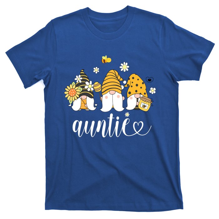 Cute Auntie Gnomes With Bees And Sunflower Country Style Funny Gift T-Shirt