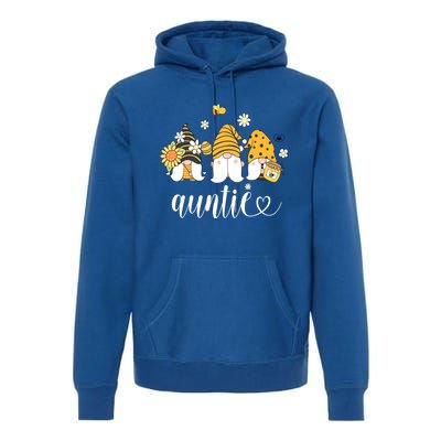 Cute Auntie Gnomes With Bees And Sunflower Country Style Funny Gift Premium Hoodie