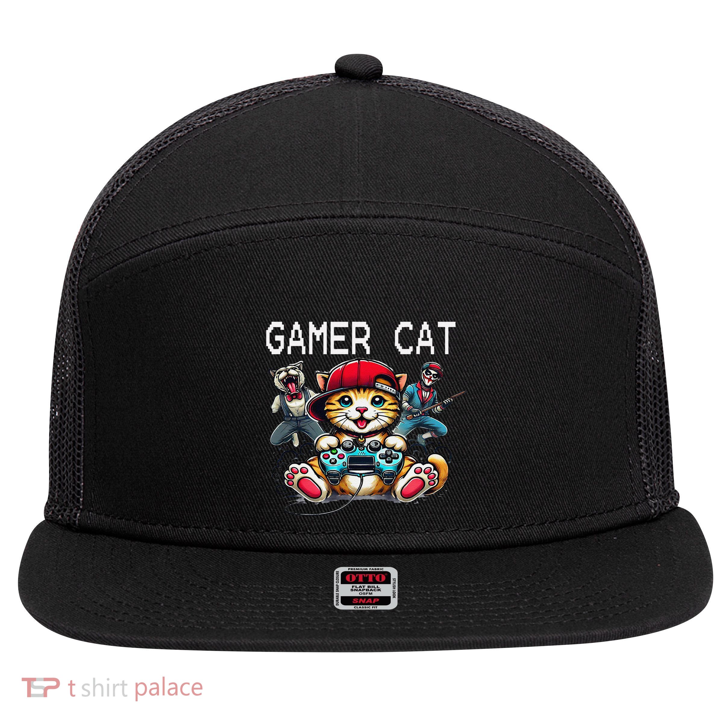 Cats And Gaming For The Cat Lover Gamer Video Game Player 7 Panel Mesh Trucker Snapback Hat